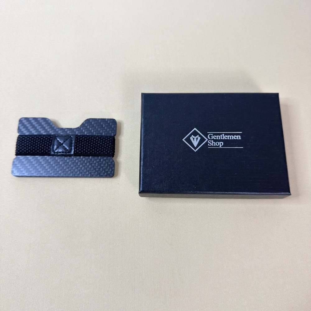 NEW Gentlemen Shop Carbon Fiber Slim Wallet Minimalist RFID Card Holder Black